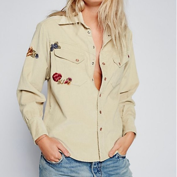 Free People Embroidered Corduroy Shirt - Picture 2 of 6